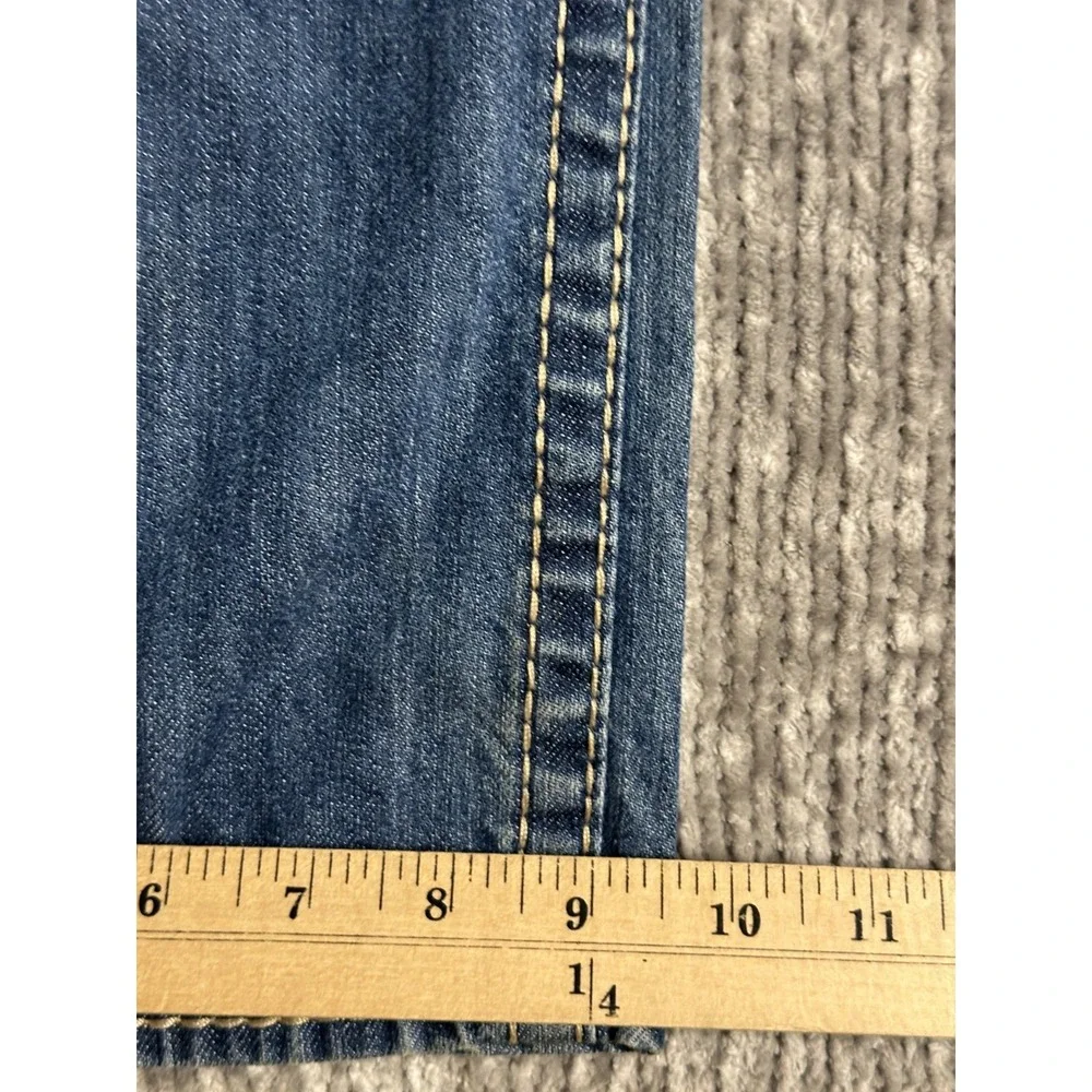 True Religion Straight Flap Old Multi Big T Distressed Blue Jeans Mens 40 X 34